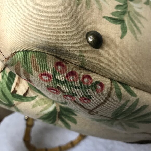 Isabella Fiori Vintage Monkey Palm Tree Tropical Beaded Hand Bag Bamboo Handles - Picture 6 of 16